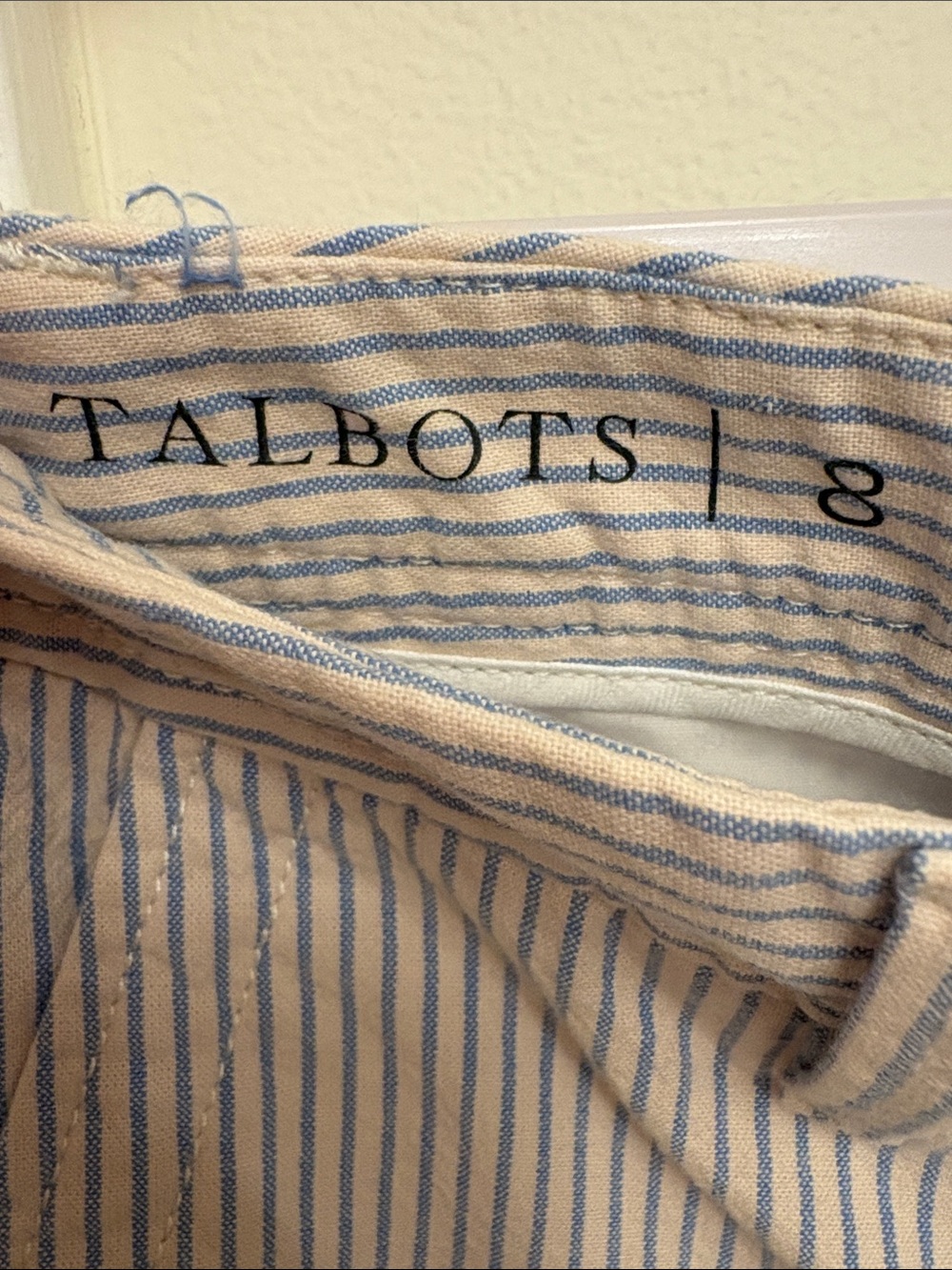 Talbots Cotton Blend White and Blue Pinstripe Pants